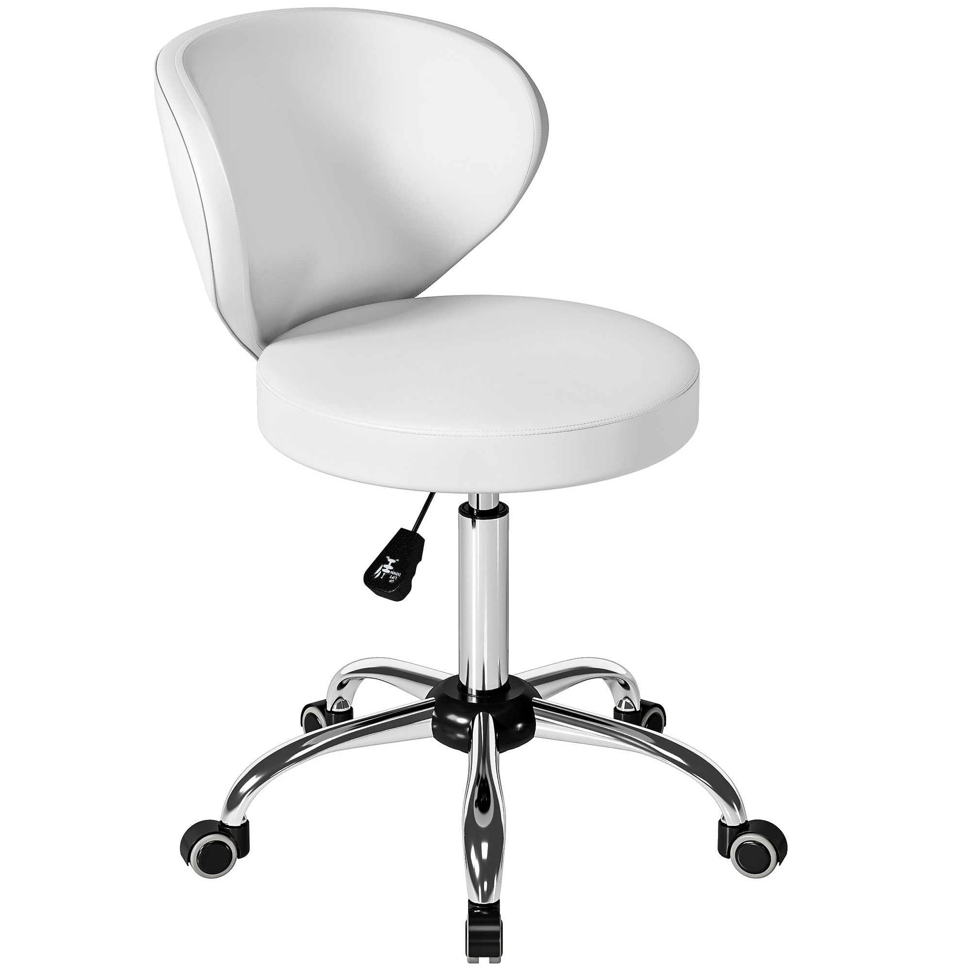 Tabouret de massage travail pivotant réglable 51-66H cm dossier ergonomique blanc