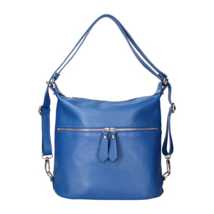 Borsa a spalla convertibile in zaino Bianca da donna In Vera pelle Made in Italy 30x26x9 cm