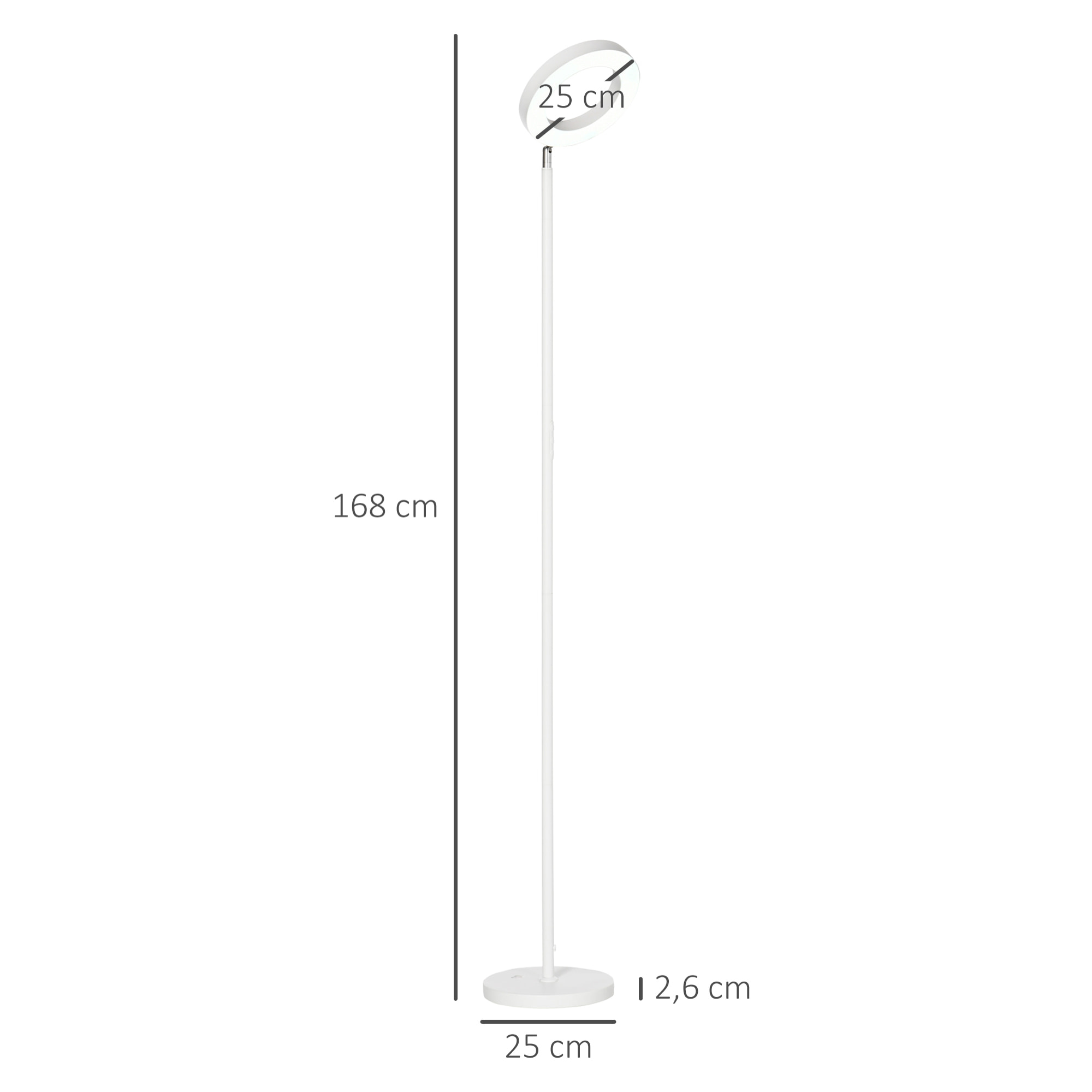 Lámpara de Pie Inteligente Iluminación hacia Arriba y hacia Abajo Lámpara Moderna con LED Regulable RGB 42W para Salón Dormitorio Ø25x168 cm Blanco