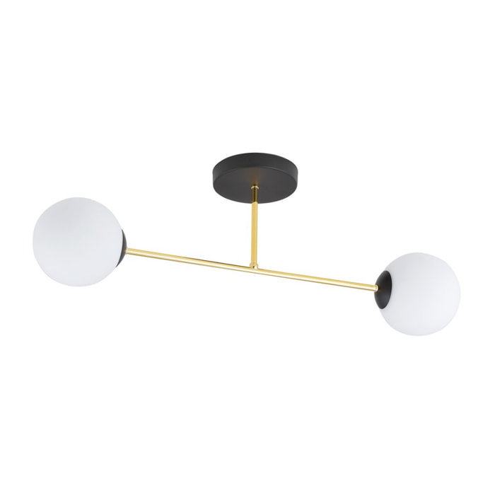 Lampada a sospensione MAGNUM in oro e vetro opalino