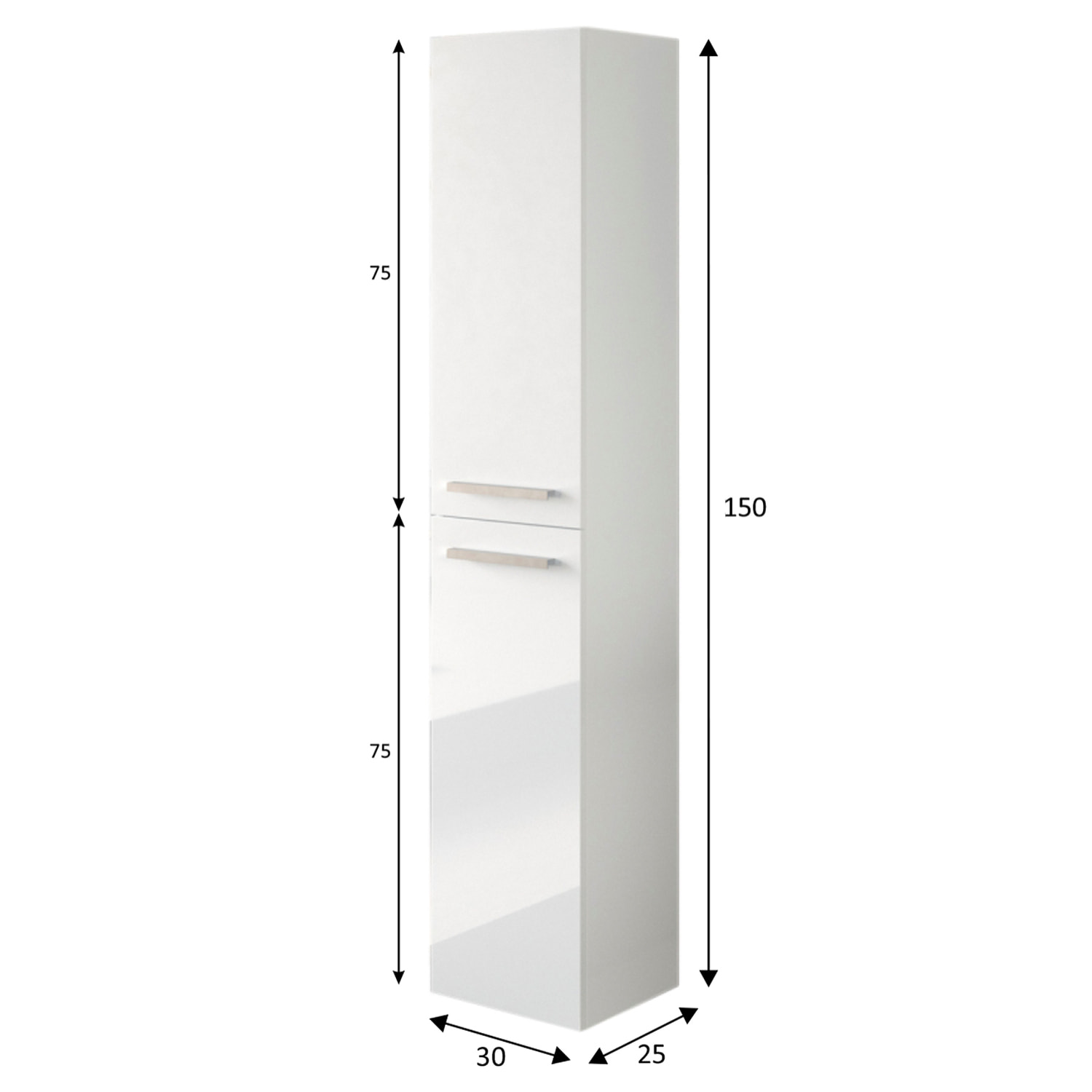 Columna de baño Alise 2p color Blanco Lacado, 30 cm (ancho) x 25 cm (fondo) x 150 cm (alto)