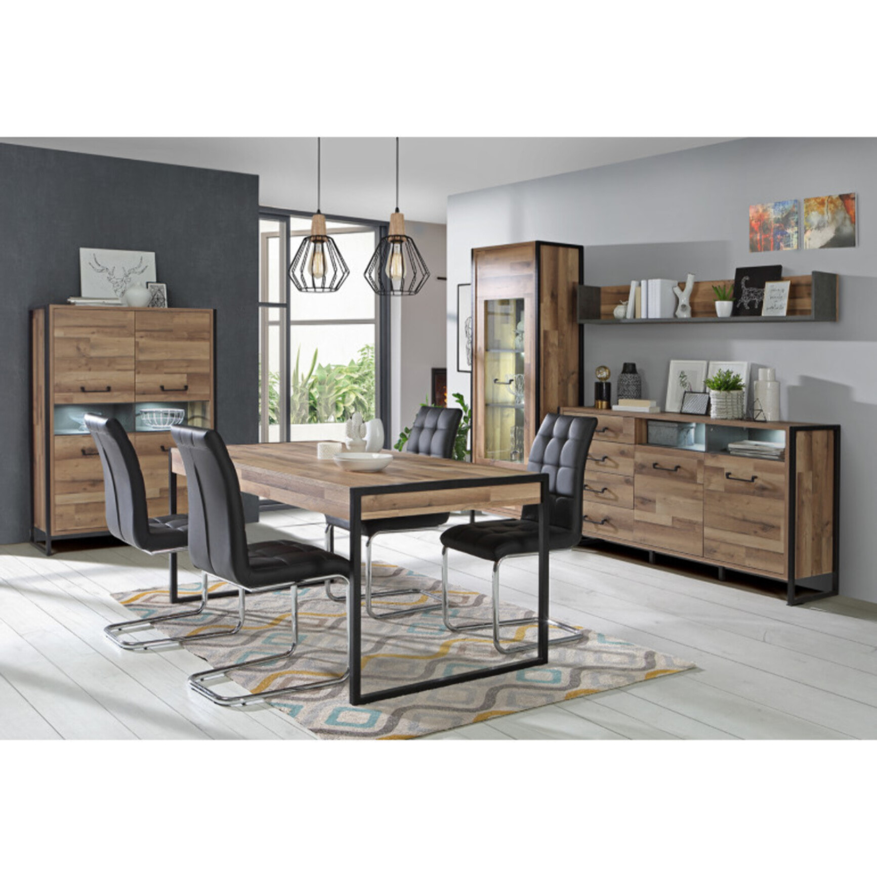 Etagère murale industrielle effet bois recyclé béton L170cm - BUDDY