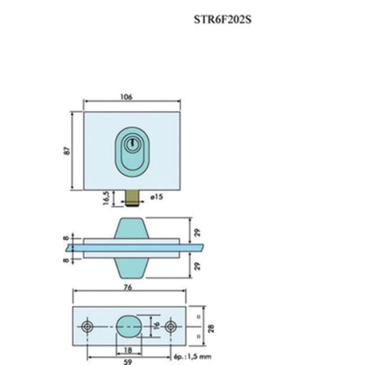 Serrure basse inox poli METALUX pour porte en verre - NM60411000