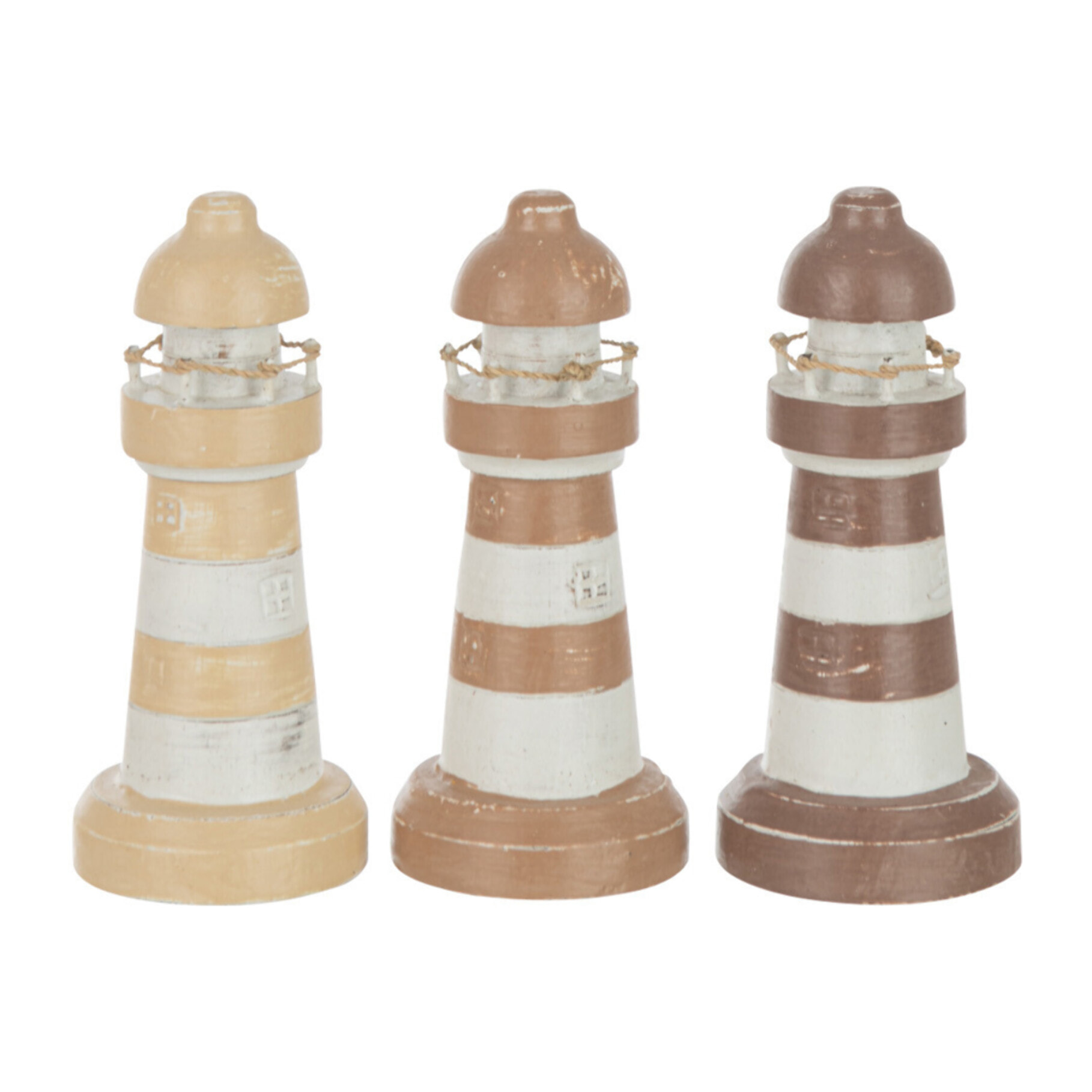 J-Line Phare Albasia Bois Marron/Blanc Assortiment De 3 Small