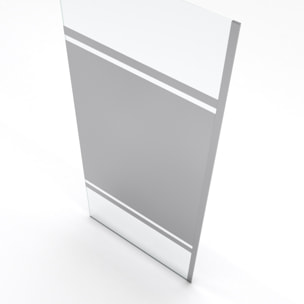 Paroi de Douche avec Bande Miroir 80x200cm - Verre 8mm - Profilé Chrome - FREEDOM 2 MIRROR