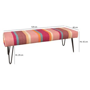 Banc en tissu coloré et pieds en métal noir  CHAQUIRAS