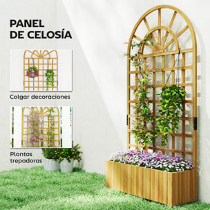 Jardinera con Enrejado de Madera, Jardinera Exterior Grande para Plantas Trepadoras, con Ofricios de Drenaje, Macetero Elevado para Jardín, Patio, Terraza, 90x30x180 cm, Natural