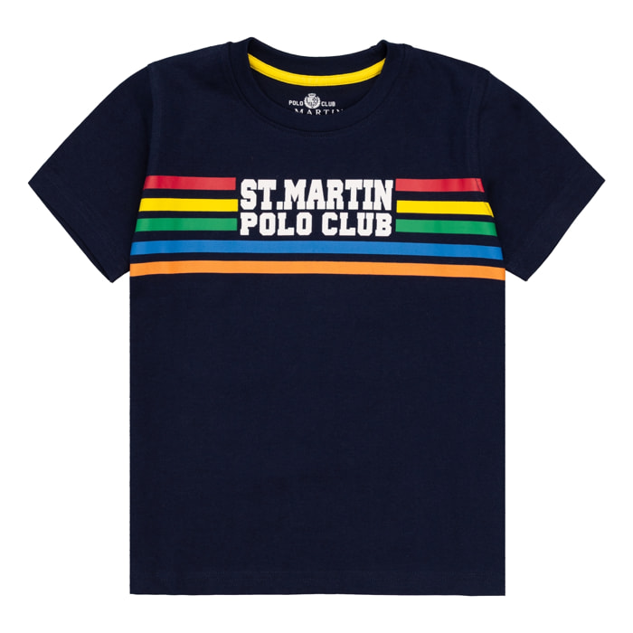 T-shirt maniche corte con stampa logo multicolor