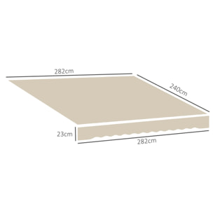 Toile de rechange store banne - lambrequin vagues douces - polyester haute densité 280 g/m² anti-UV dim. 2,82L x 2,4l (avancée) m beige