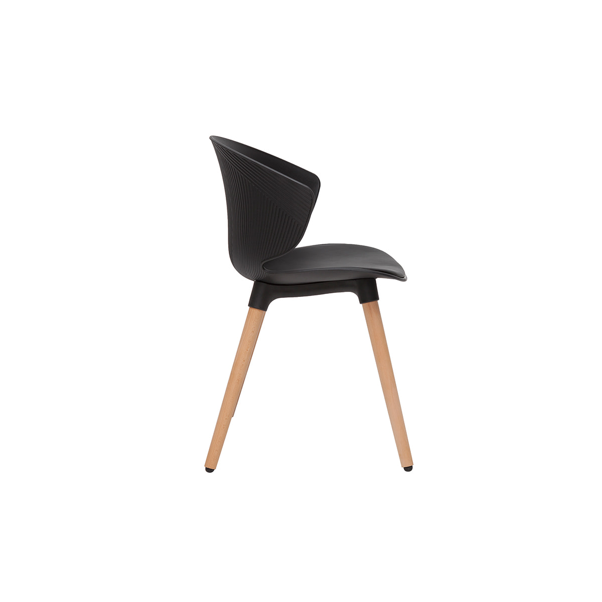 Chaise design noir et bois clair massif WING