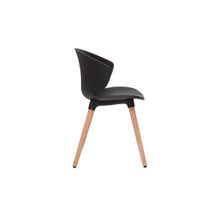 Chaise design noir et bois clair massif WING