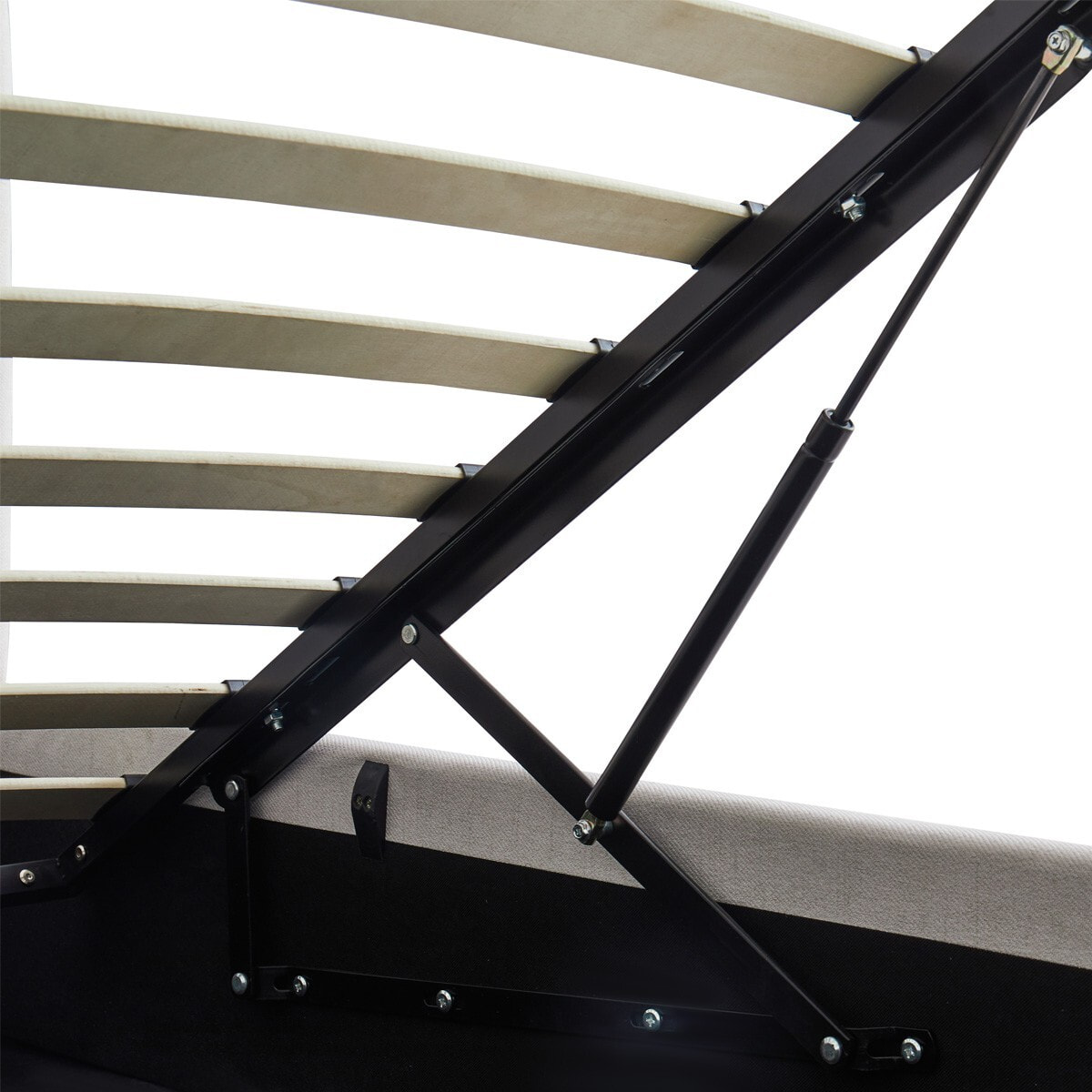 Lit coffre avec tête de lit en tissu - TINA