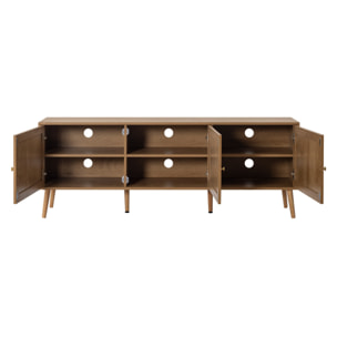 Goto - meuble tv - effet bois et cannage - 3 portes - 167 cm - Bois