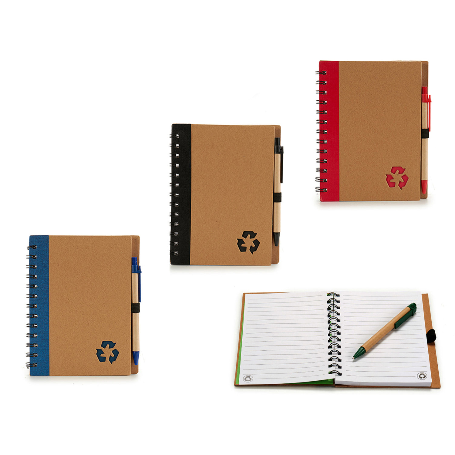 Pack 4 quaderni in cartone riciclato 18x14 cm. Assortimento 4 disegni.