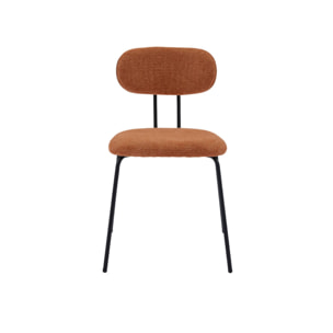 2 chaises décor bois courbé teinté noyer et tissu déperlant terracotta. pieds métal noir mat - L 45 x P 55 x H 80cm - Erin