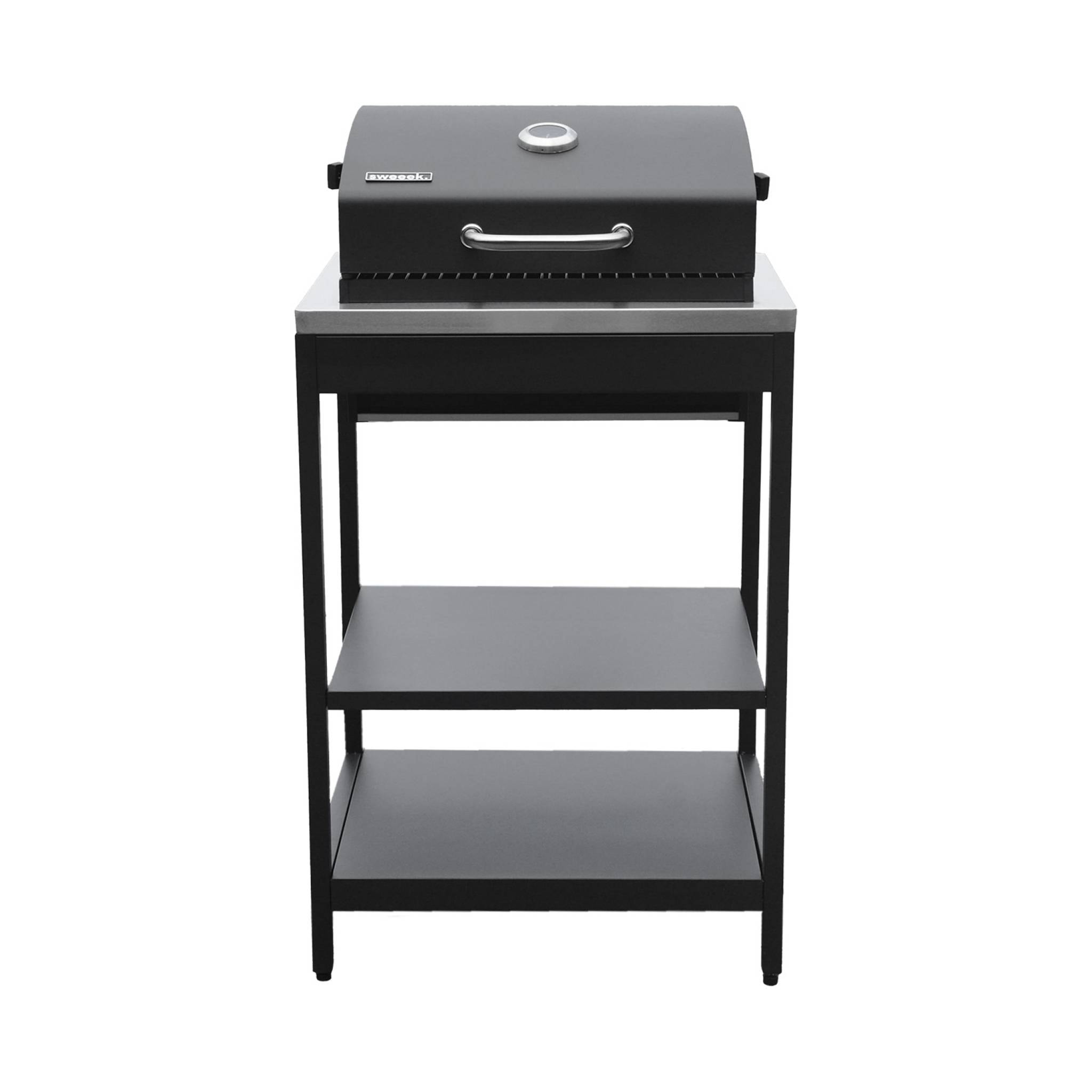 Cuisine extérieure Naxos 5 modules avec barbecue au charbon acier inoxydable noir