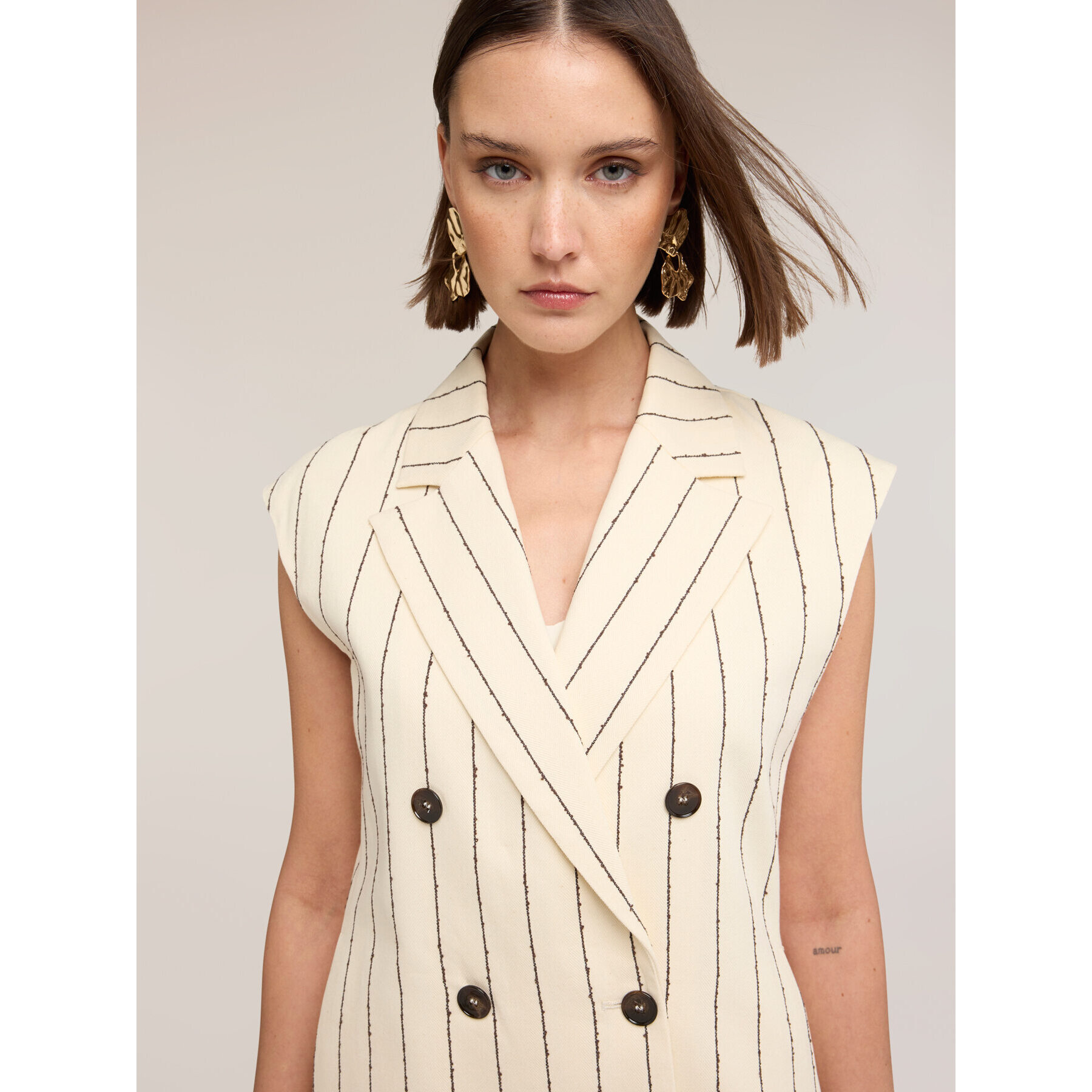 Motivi - Gilet gessato The Tailoring Lab - Beige