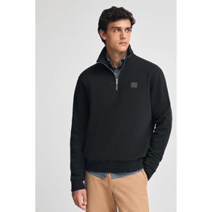 Sudadera negra de media cremallera con logo Polo Club