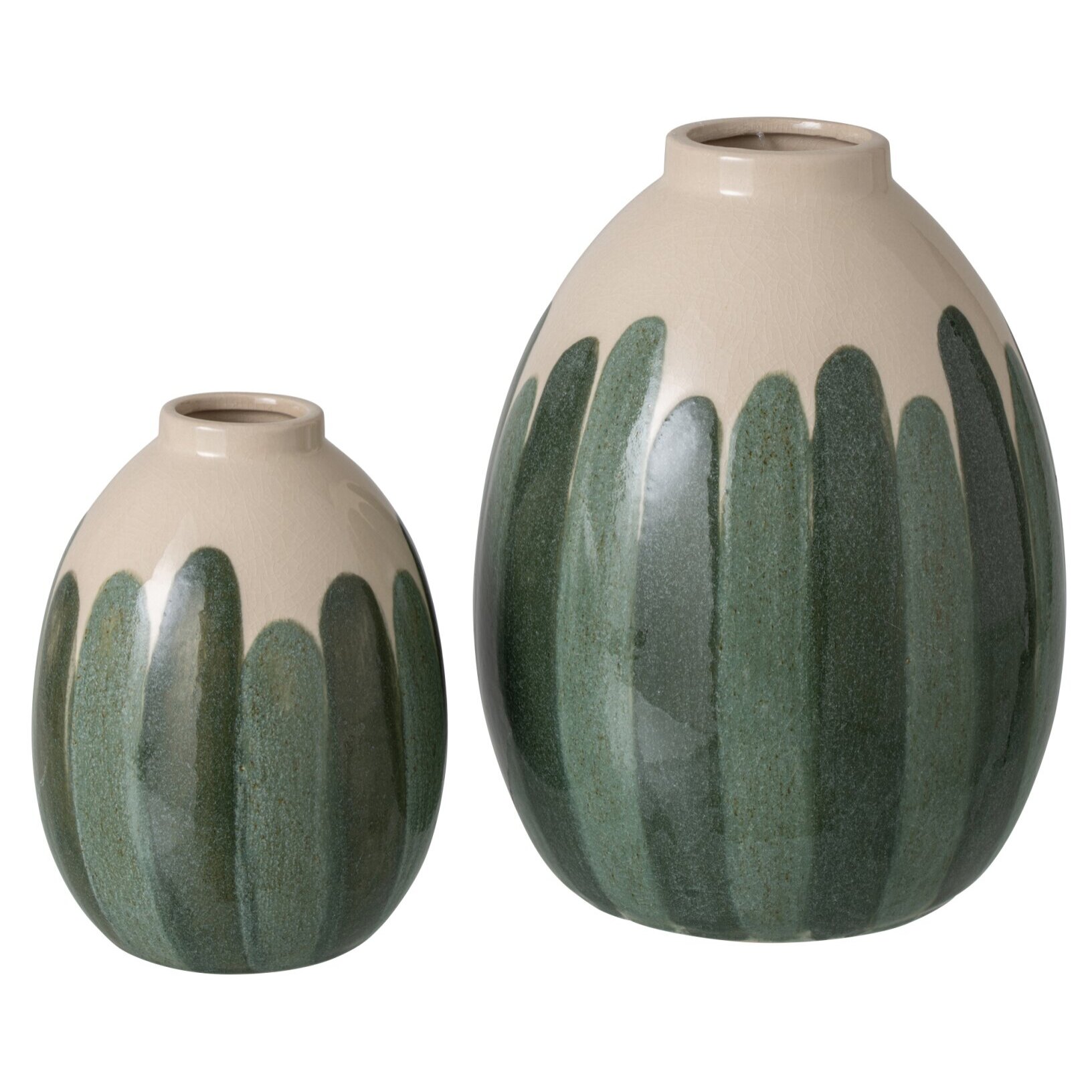 J-Line vase - grès - vert foncé/écru - large