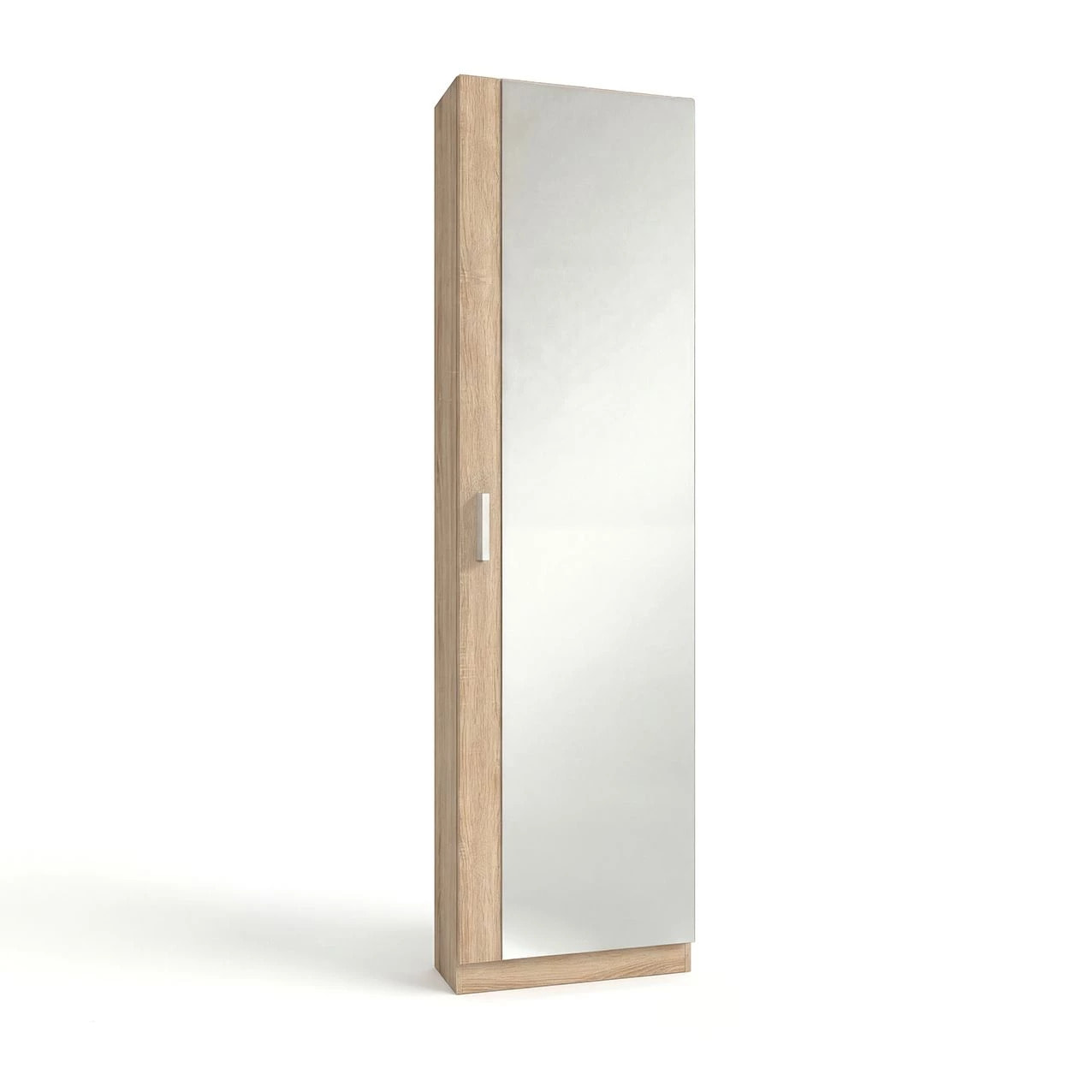 Zapatero alto de 1 puerta con espejo en roble canadian 180x50 cm Roma Roble Canadian