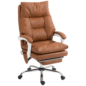 Fauteuil bureau manager inclinable repose-pieds rétractable camel vieilli