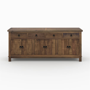 Buffet en bois recyclé 3 portes et 4 tiroirs - Mastic