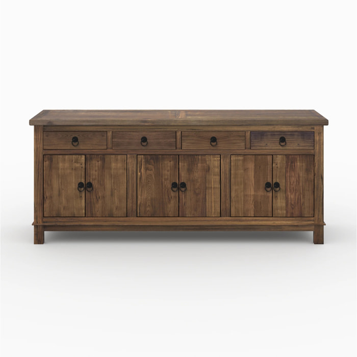 Buffet en bois recyclé 3 portes et 4 tiroirs - Mastic
