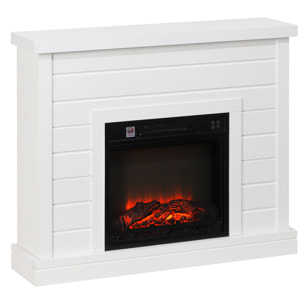Chimenea Eléctrica 1800W Chimenea Decorativa con Efecto de Llama Mando a Distancia Temporizador Semanal Protección Contra Sobrecalentamiento para Sala 30 m² Blanco