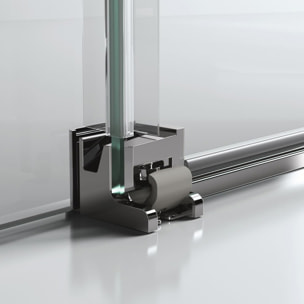 Next - Paroi douche et porte coulissante 90x90cm en verre transparent + Profilés chromés brillants (145002.069.322)