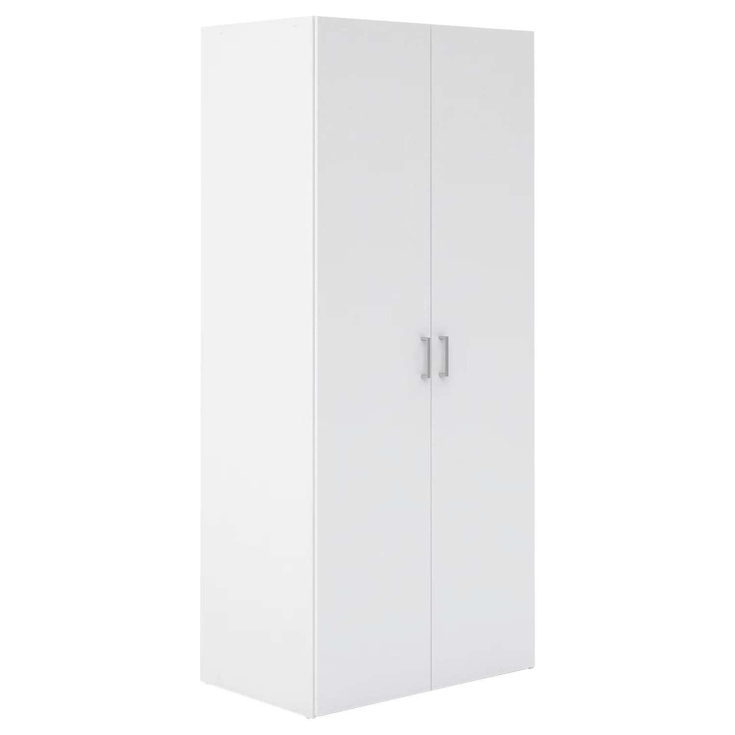 Armadio Multiuso Con 2 Ante Battenti Armadietto Design Moderno Salvaspazio Vano Con Barra Appendiabiti E Ripiani 77.6 x 49.52 x 175.4 Cm Bianco