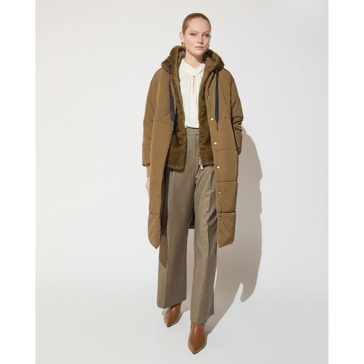 Pantaloni a pied de poule con doppie pieghe