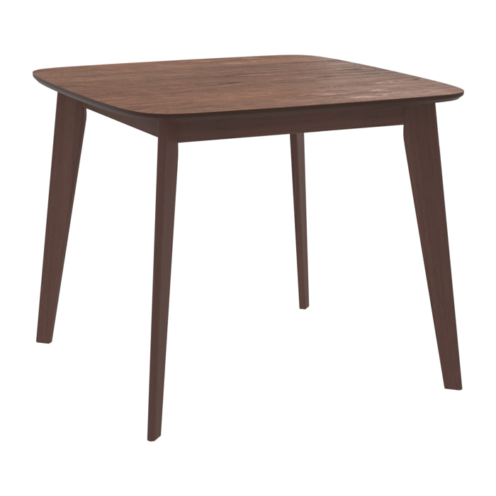 Table carrée 4 personnes en bois foncé finition noyer 90 cm - Julio