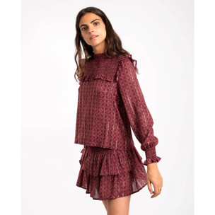 Blusa de manga larga con nido de abeja