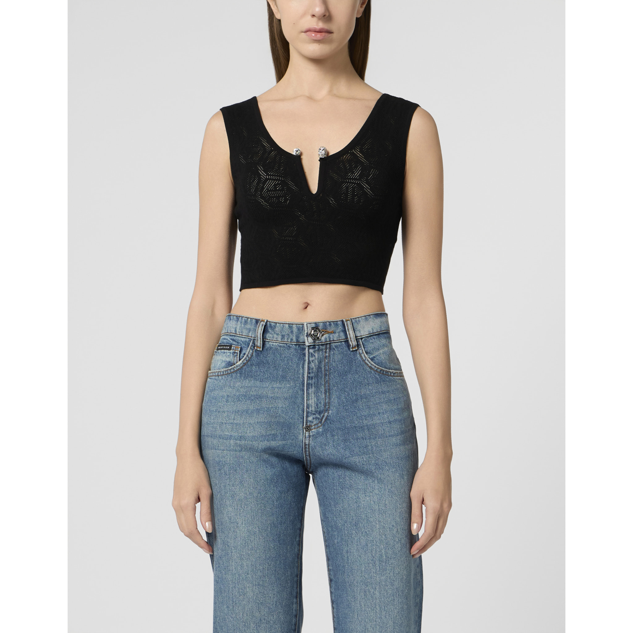 PHILIPP PLEIN Knit Tank Top Piercing Monogram