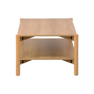 Table basse rectangulaire décor bois double plateau 110cm naturel - Harmony