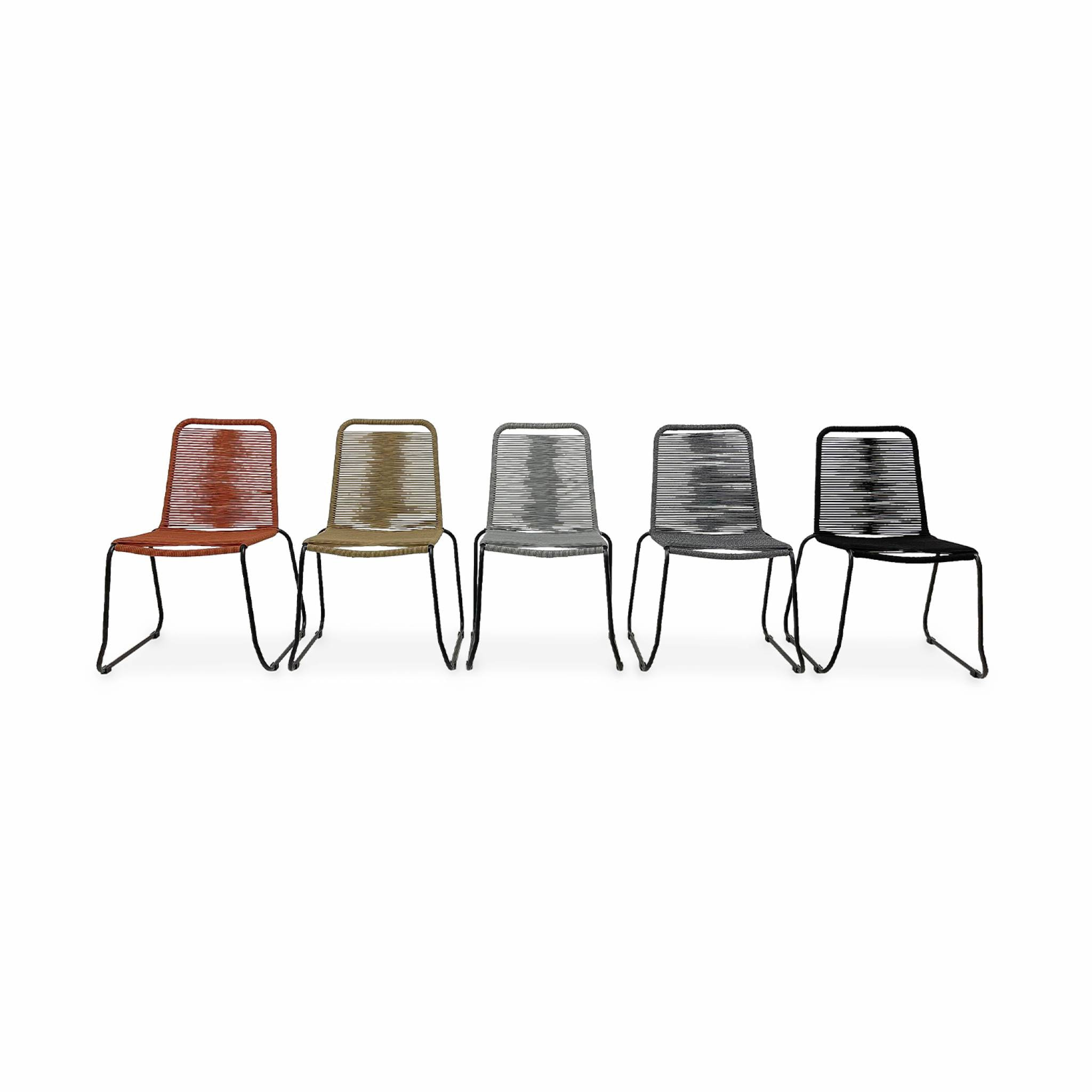 Lot de 2 chaises de jardin en corde BRASILIA. beige. empilables. extérieur