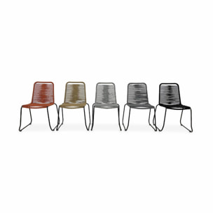 Lot de 2 chaises de jardin en corde BRASILIA. beige. empilables. extérieur