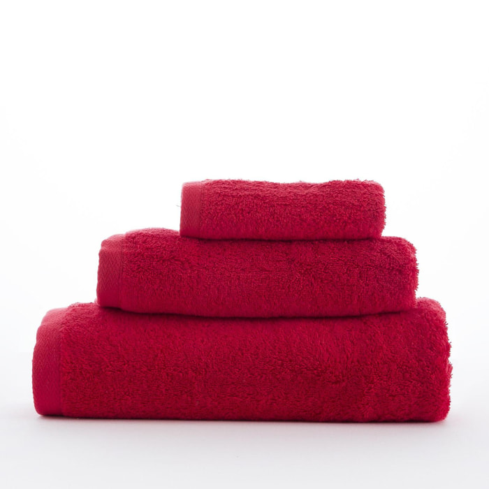 Set de 3 serviettes en coton 550 gr/m2 couleur Rouge