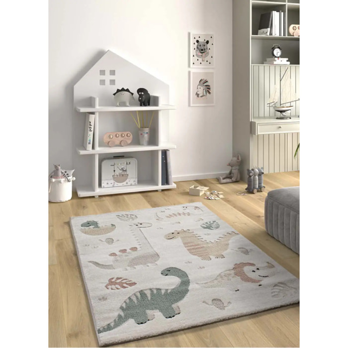 CLOWN Alfombra infantil con dinosaurios multicolor, 120x170 cm