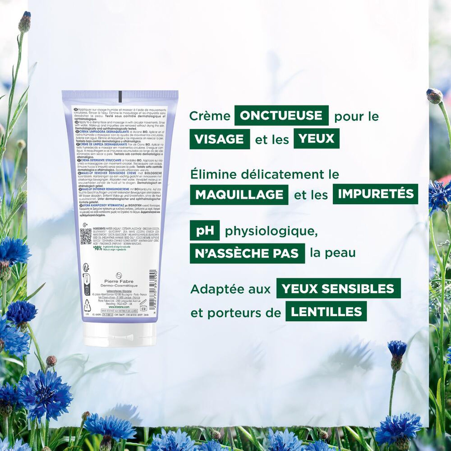 Bleuet Bio - Crème Nettoyante Démaquillante - 200 ml