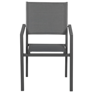 Lot de 4 chaises rembourrées en aluminium anthracite - textilène gris