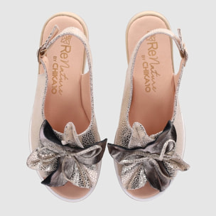 Sandalias de Piel - Platino - Tacón: 5 cm