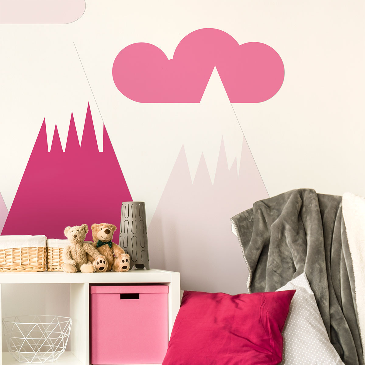 Stickers muraux enfants - Décoration chambre bébé - Autocollant Sticker mural géant enfant montagnes scandinaves SHAKA