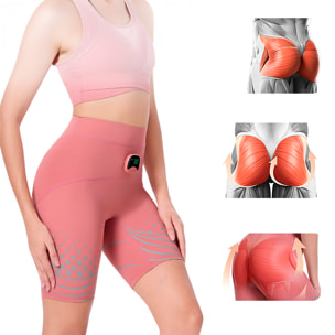 Pantalones inteligentes EMS para levantar y tonificar caderas. 6 modos con 30 niveles de intensidad. Tejido antibacteriano y batería recargable.