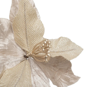 Sujet poinsettia bout pailleté 23cm