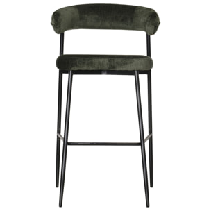 Lot de 2 tabourets de bar en tissu vert THEA