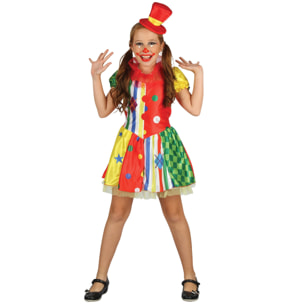 Clown Girl Travestimento Costume Carnevale Multicolore Bambina