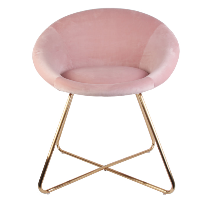 Fauteuil Karl Velours Rose