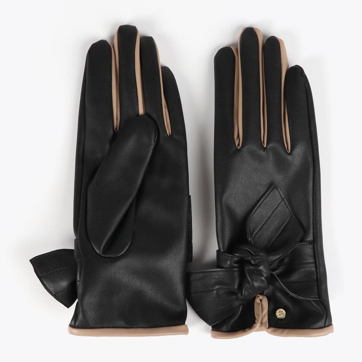 Guanti Effetto Pelle con Fiocco