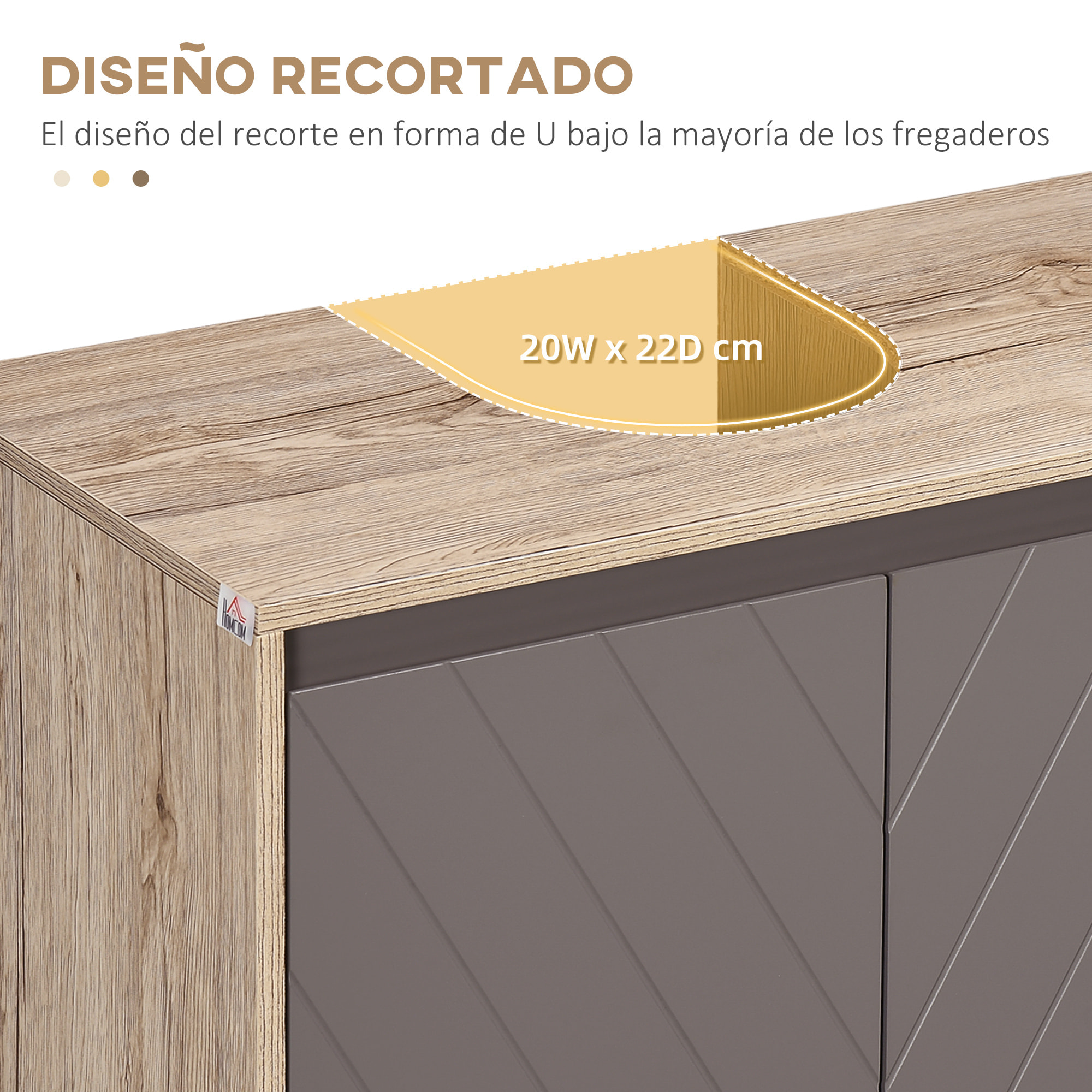 Conjunto de Baño Incluye 1 Mueble para Debajo del Lavabo 1 Armario de Baño con Espejo y 1 Columna de Baño con Estante Ajustable Roble y Gris